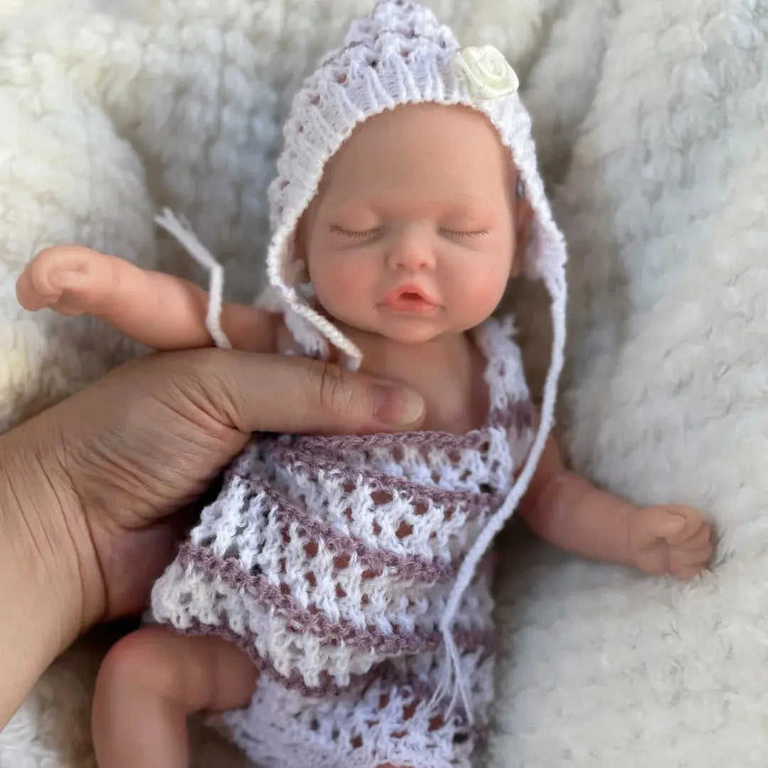 10Inch Sleeping Silicone bébé reborn Girl Doll With Painted Skin Full Body Silicone Lifelike Reborn Dolls lifelikesiliconereborns.com