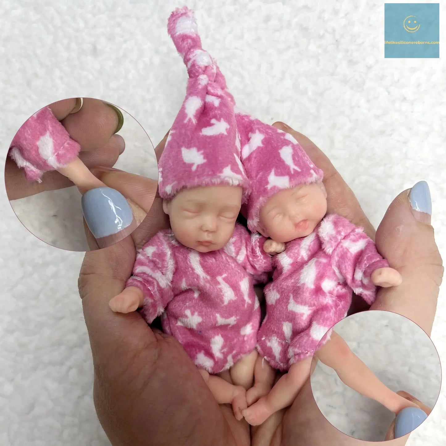 11CM Painted Mini Silicone Palm Girl With 2 Set of Outfits Cute Handmade Full Body Solid Reborn Baby Doll Toys реборн мальчик - lifelikesiliconereborns.com