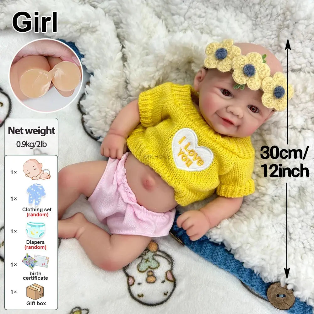 12Inch Preemy Baby Girl Vivienne Full Body Soft Silicone Reborn Doll Realistic Washable 3D Skin Doll as Unique Gift Collection lifelikesiliconereborns.com