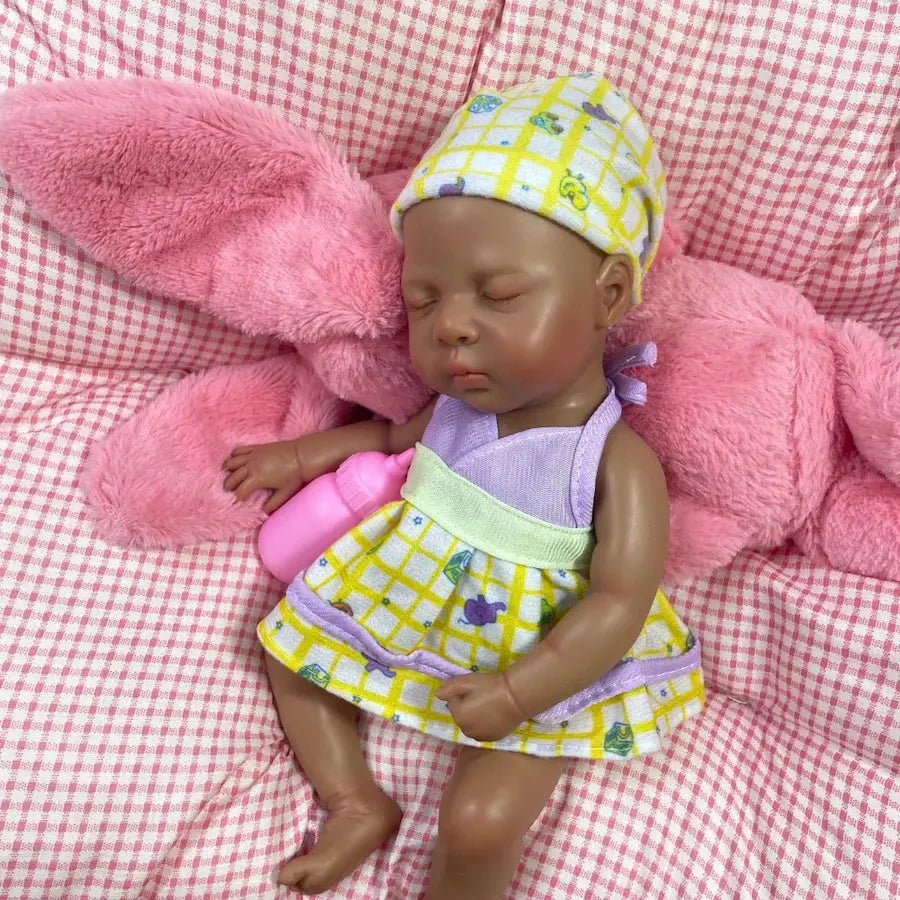 13 Inch Dark Skin Silicone Reborn Baby Doll Luna African American Girl Full Solid Silicone Washable Doll Toy Christmas Gift lifelikesiliconereborns.com
