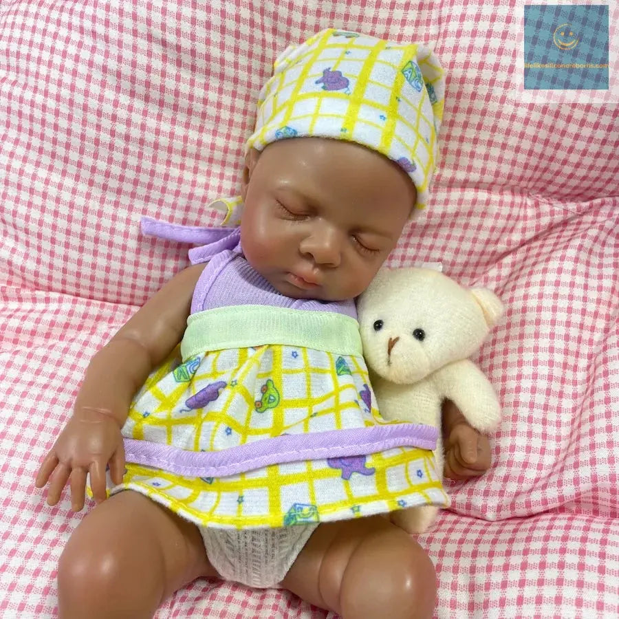 13 Inch Dark Skin Silicone Reborn Baby Doll Luna African American Girl Full Solid Silicone Washable Doll Toy Christmas Gift lifelikesiliconereborns.com