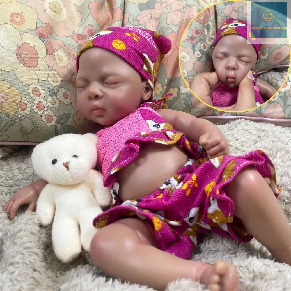 13 Inch Mini Dark Skin Full Solid Silicone Reborn Baby Doll Luna Black Girl Silicone Washable Body Birthday Christmas Gift Toy lifelikesiliconereborns.com