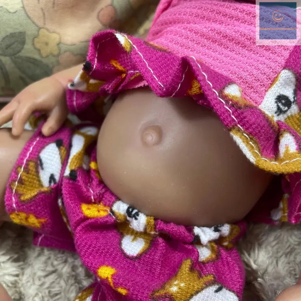 13 Inch Mini Dark Skin Full Solid Silicone Reborn Baby Doll Luna Black Girl Silicone Washable Body Birthday Christmas Gift Toy lifelikesiliconereborns.com