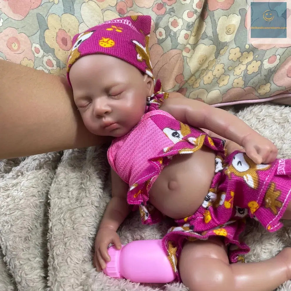 13 Inch Mini Dark Skin Full Solid Silicone Reborn Baby Doll Luna Black Girl Silicone Washable Body Birthday Christmas Gift Toy lifelikesiliconereborns.com