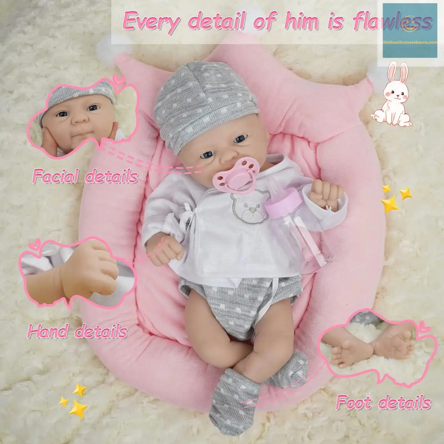 14 Inch Full Silicone Reborn Baby Dolls Boy Girl UnPainted Blank DIY Toy Doll For kids Gift lifelikesiliconereborns.com