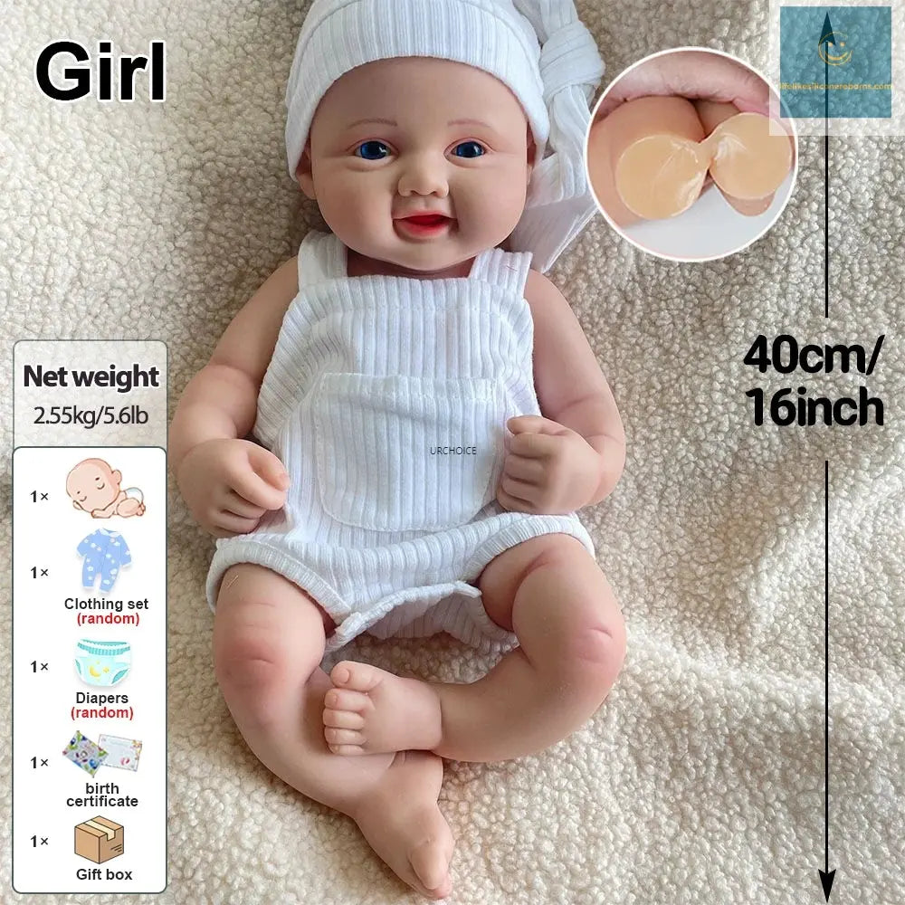 16 Inch Preemie Realistic Silicone Reborn Baby Girl Blue Eyes Soft Newborn 3D Skin Rebirth Doll Kids Toy Birthday Gift lifelikesiliconereborns.com