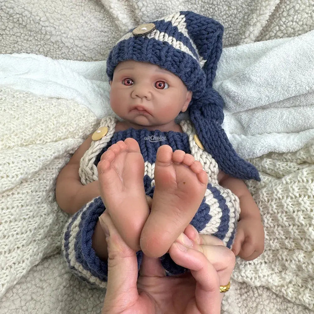 16Inch Dark Skin Realistic Full Body Silicone Reborn Baby Boy Waterproof Doll Gift for Therapy Collecting & Display lifelikesiliconereborns.com