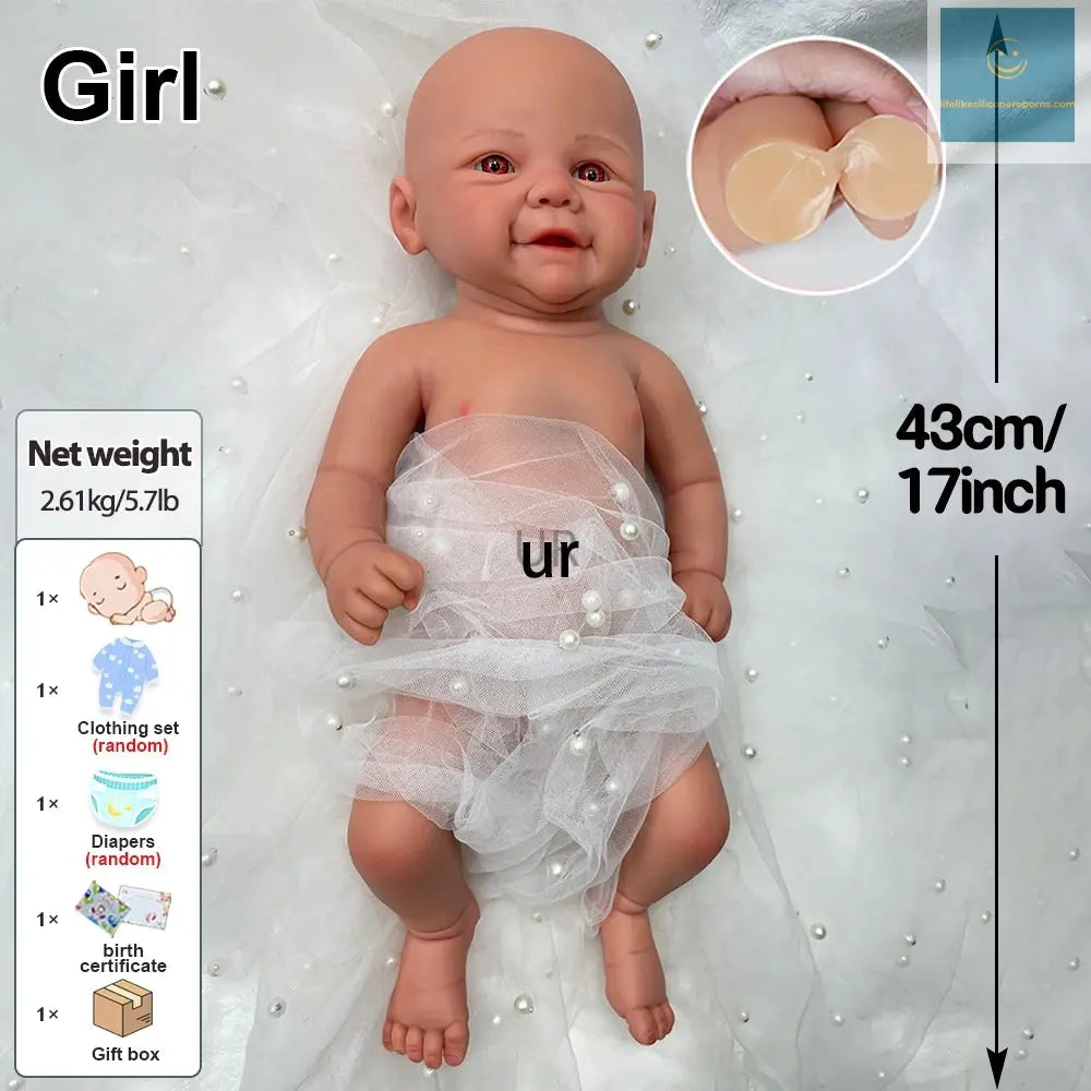 16" Cuddly Full Body Platinum Silicone Reborn Baby Girl Handmade Artist Paint Soft Washable Rebirth Doll Christmas Gift lifelikesiliconereborns.com