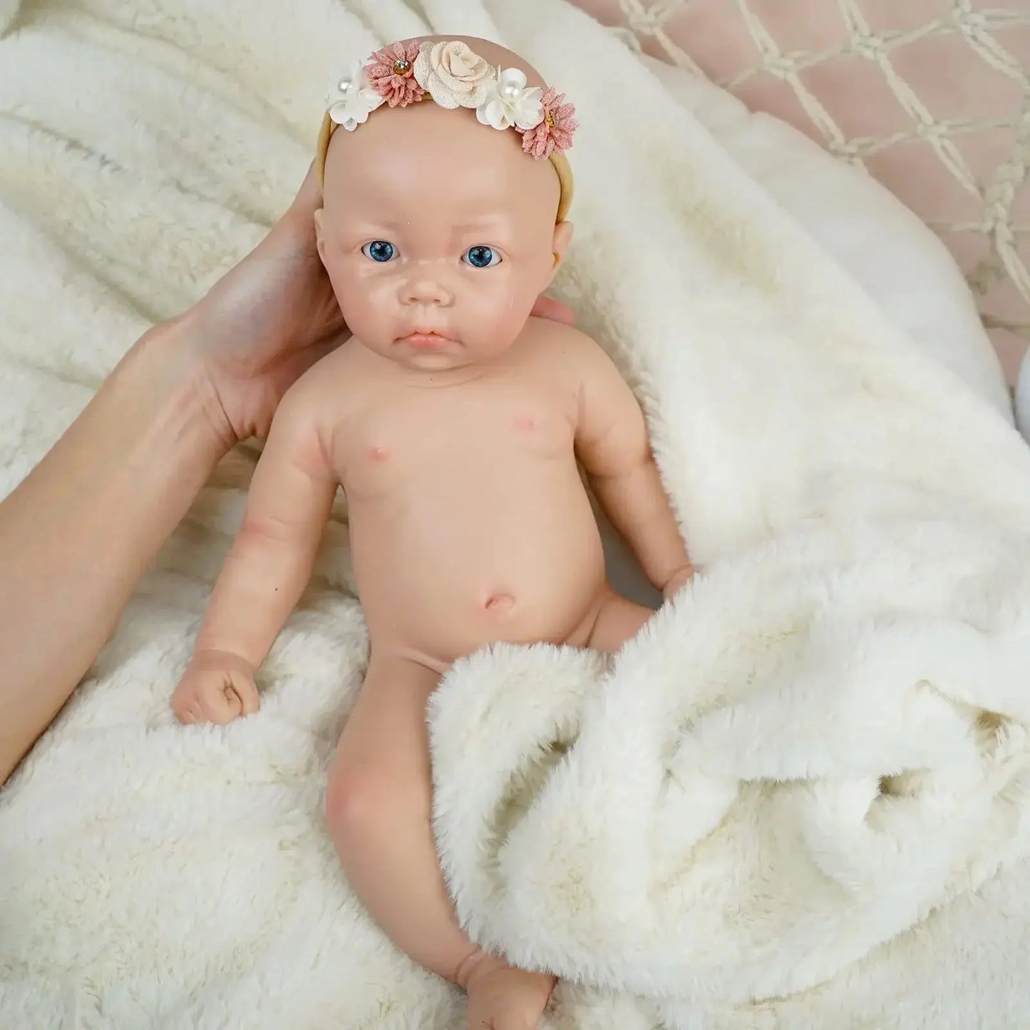 17 Inch Full Platinum Silicone Reborn Baby Doll Jerry Girl Realistic Newborn Baby Doll Open Eyes Real Life Bebe Dolls lifelikesiliconereborns.com