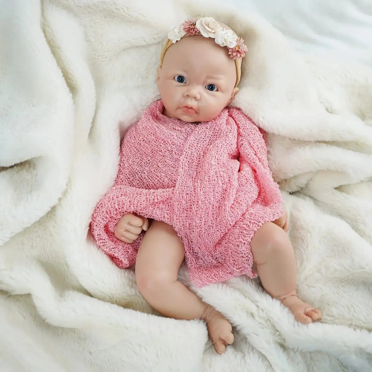 17 Inch Full Platinum Silicone Reborn Baby Doll Jerry Girl Realistic Newborn Baby Doll Open Eyes Real Life Bebe Dolls lifelikesiliconereborns.com