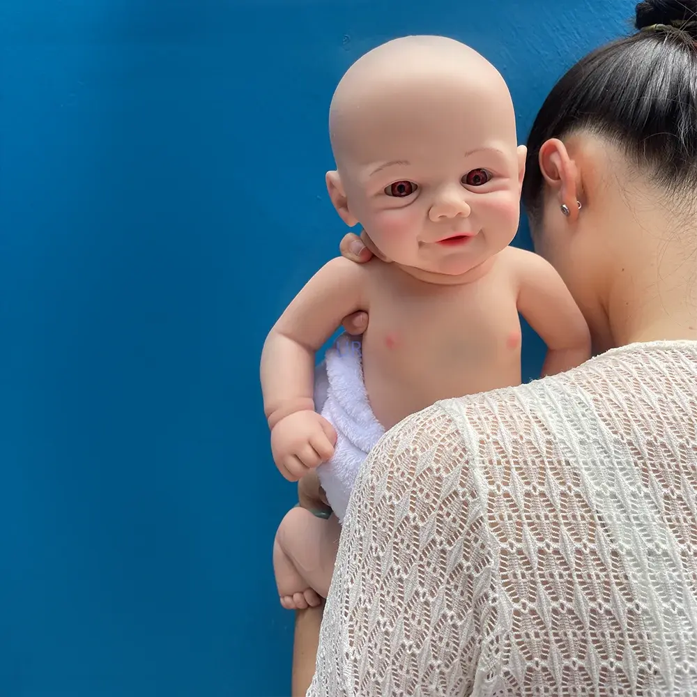 17 Inch Silicone Body Reborn Baby Doll Waterproof Hand-Made 3D Mould Beautiful Smile Girl Toy For Children Festival Gift Cute lifelikesiliconereborns.com