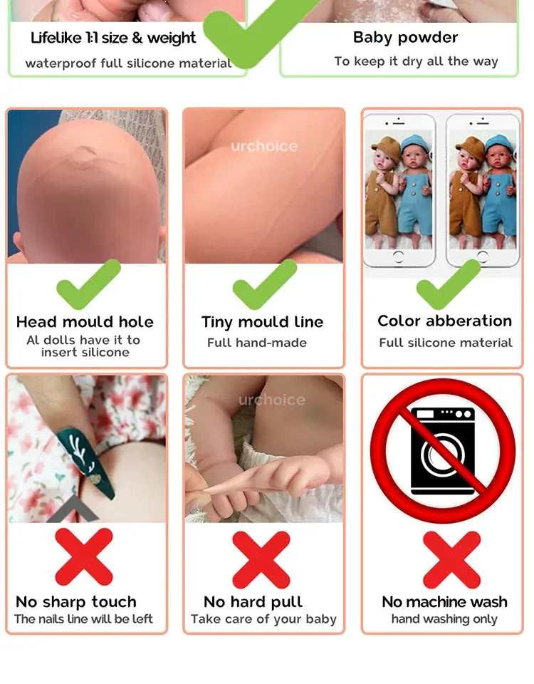 17 Inch Silicone Body Reborn Baby Doll Waterproof Hand-Made 3D Mould Beautiful Smile Girl Toy For Children Festival Gift Cute lifelikesiliconereborns.com