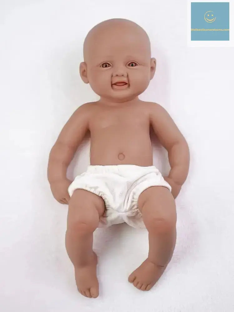 17.3-inch stunning smile with open eyes! Medical grade solid silicone reborn baby 2.4kg ultra realistic skin touch lifelikesiliconereborns.com