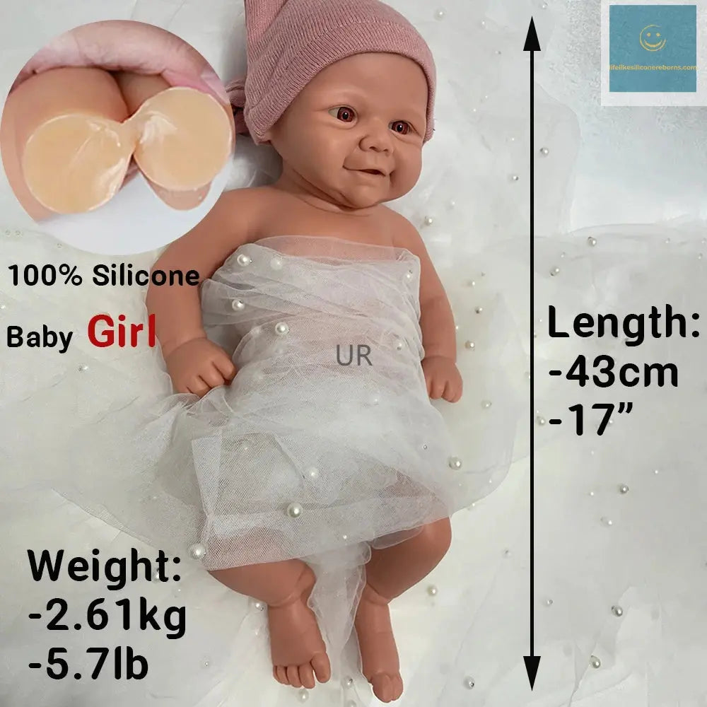 17Inch 43cm Unpainted Full Body Silicone Reborn Baby Girl Dolls Lifelike Newborn Bebe Soft Handmade Dolls for Children Gift Toys lifelikesiliconereborns.com