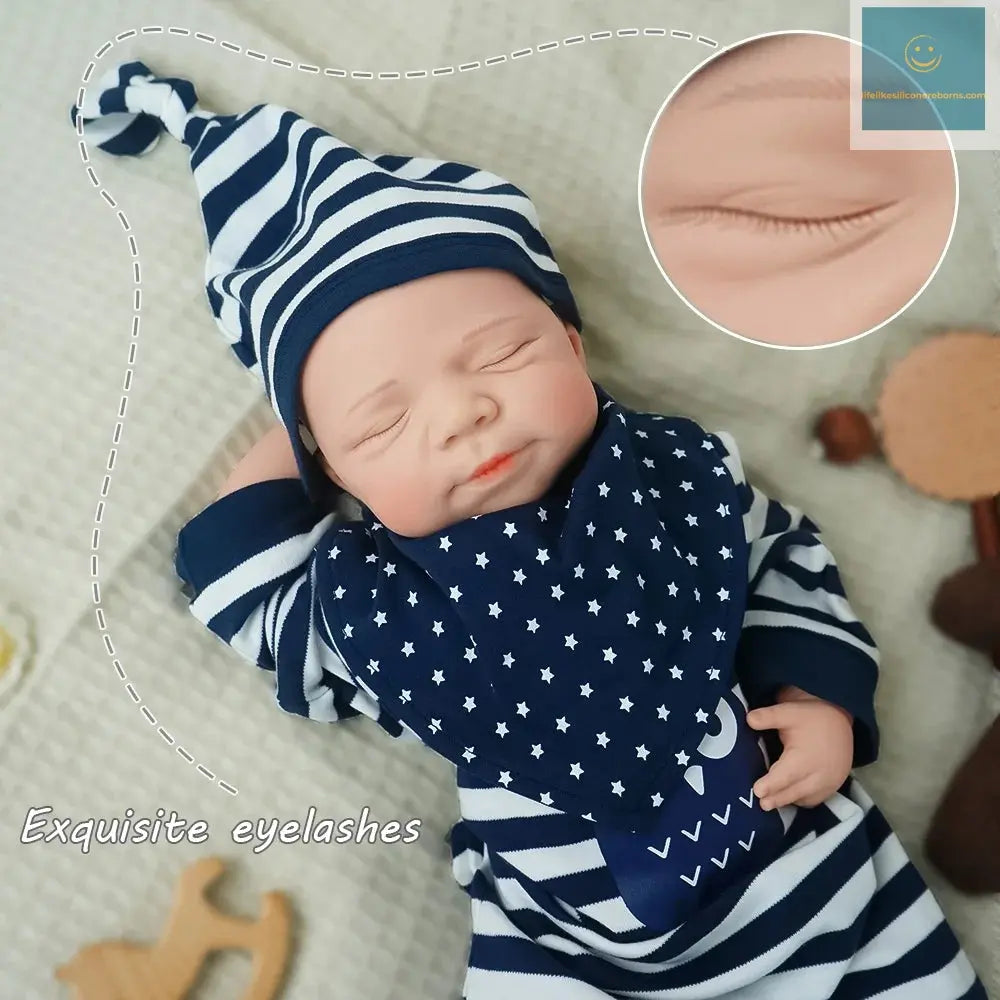 18.3 inches/3.3kg baby touch solid one-piece molding baby boy reincarnation doll super realistic sleeping expression lifelikesiliconereborns.com