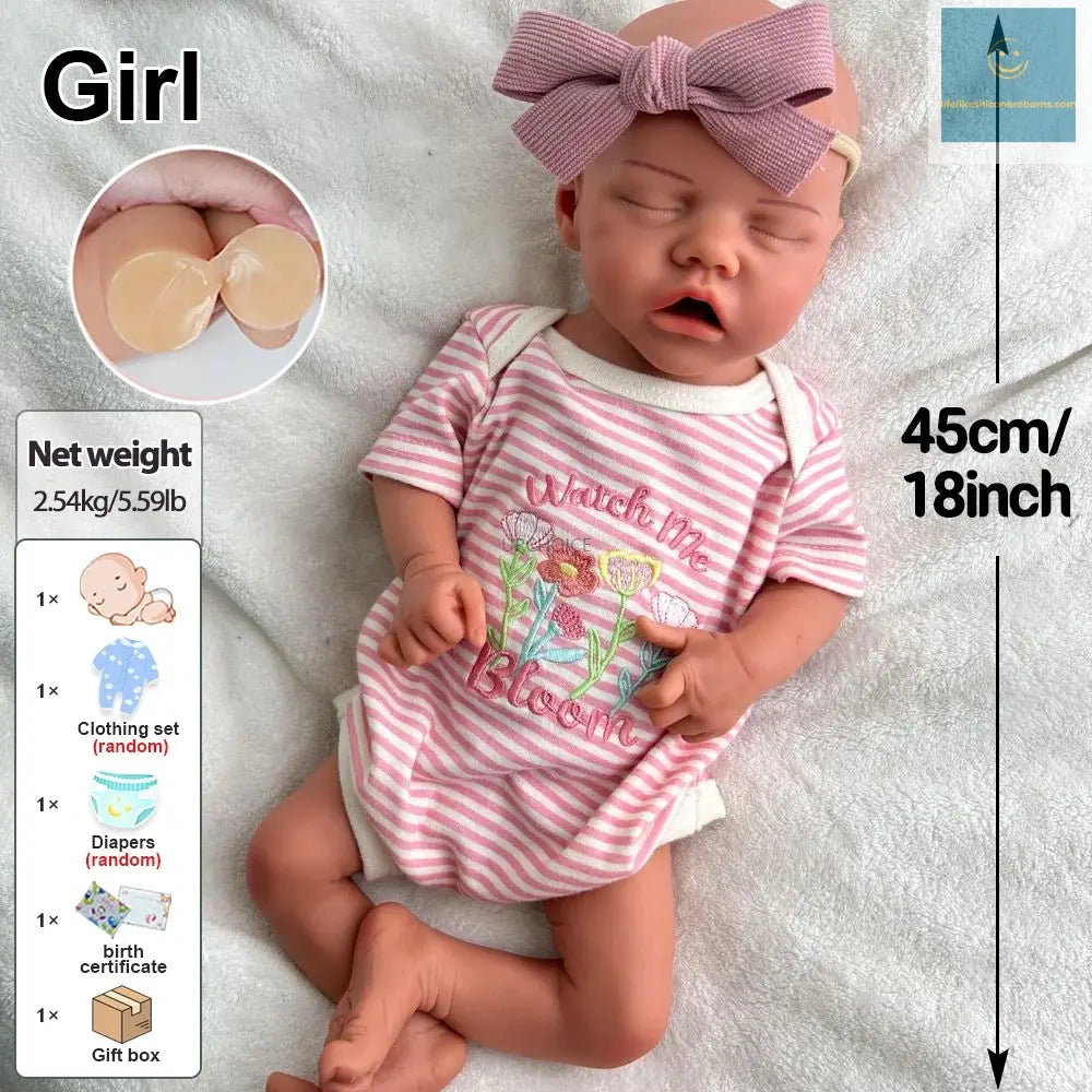 18Inch Realistic Weight Newborn Baby Girl Lifelike Detail Features Silicone Reborn Doll Easy to Clean for Companionship Toy lifelikesiliconereborns.com
