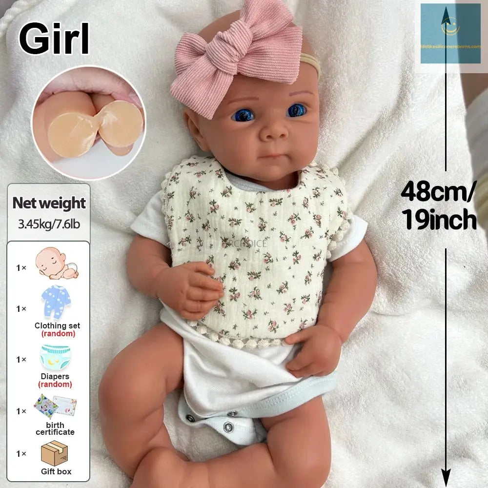 19Inch Realistic Features Soft Silicone Reborn Baby Girl Bettie Weight Lifelike Details Doll for Loneliness Accompany Kids Toy lifelikesiliconereborns.com