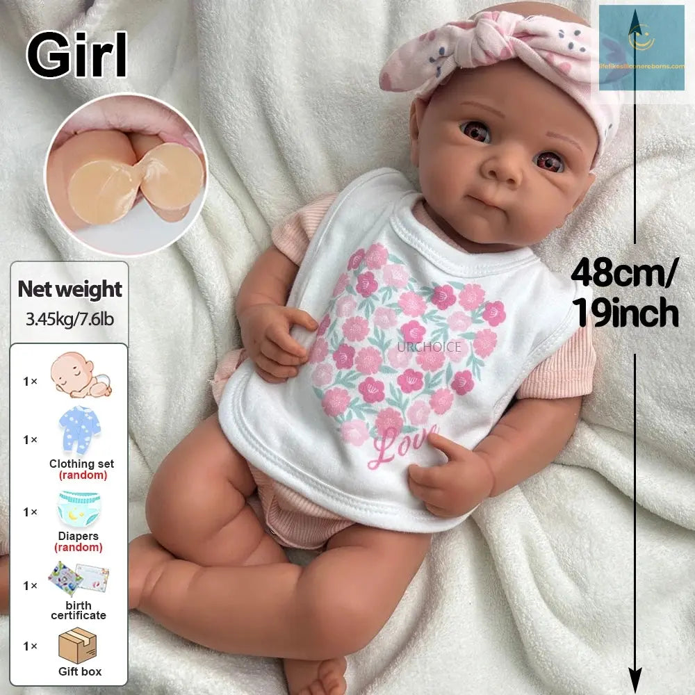 19Inch Realistic Silicone Reborn Baby Girl Flexible Body Waterproof Pretty Doll Provide Emotional Support Toy Birthday Gift lifelikesiliconereborns.com