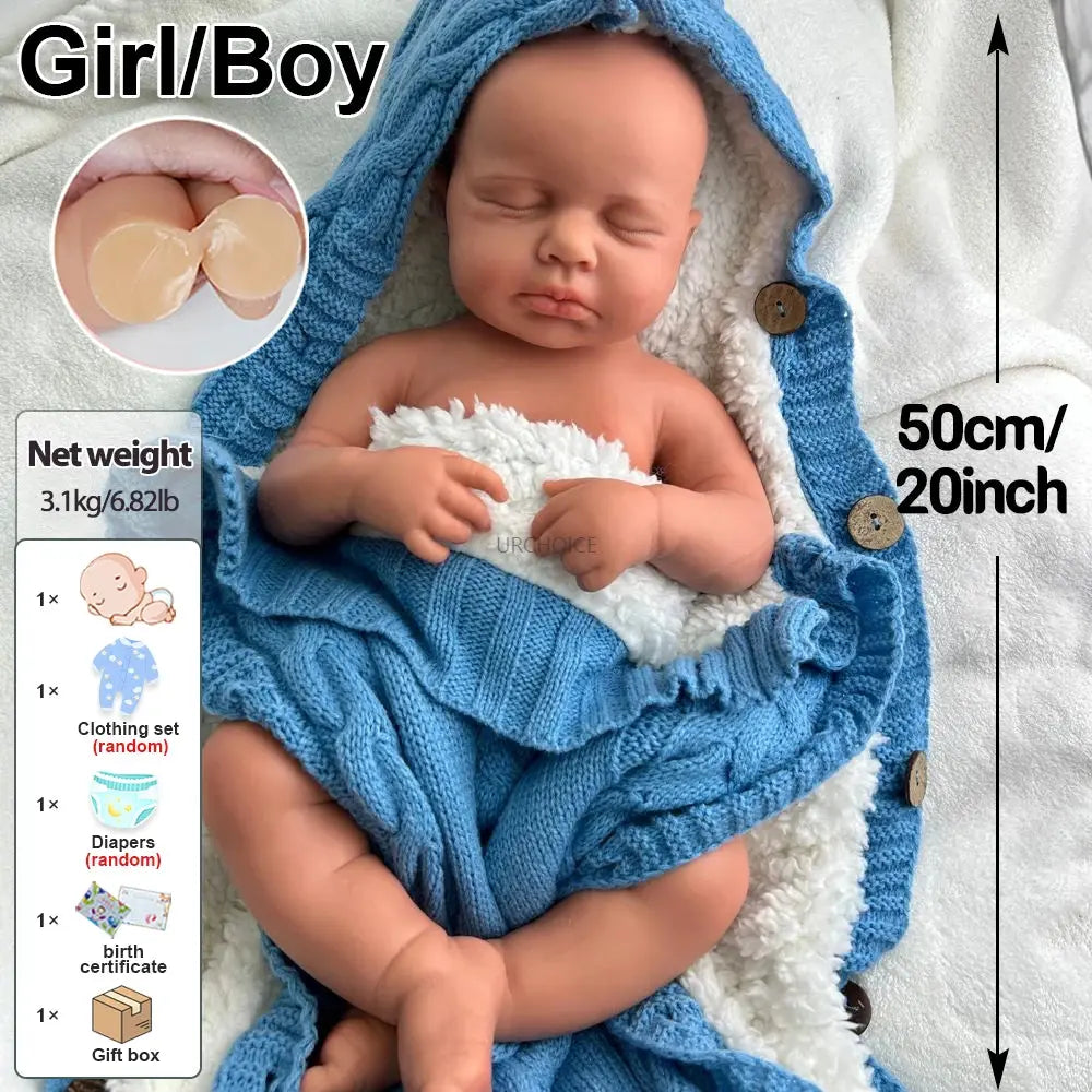 20Inch Full Solid Soft Baby Loulou Waterproof Silicone Reborn Baby Girl/Boy Doll Companions for the Lonely Elderly Kids Toy lifelikesiliconereborns.com