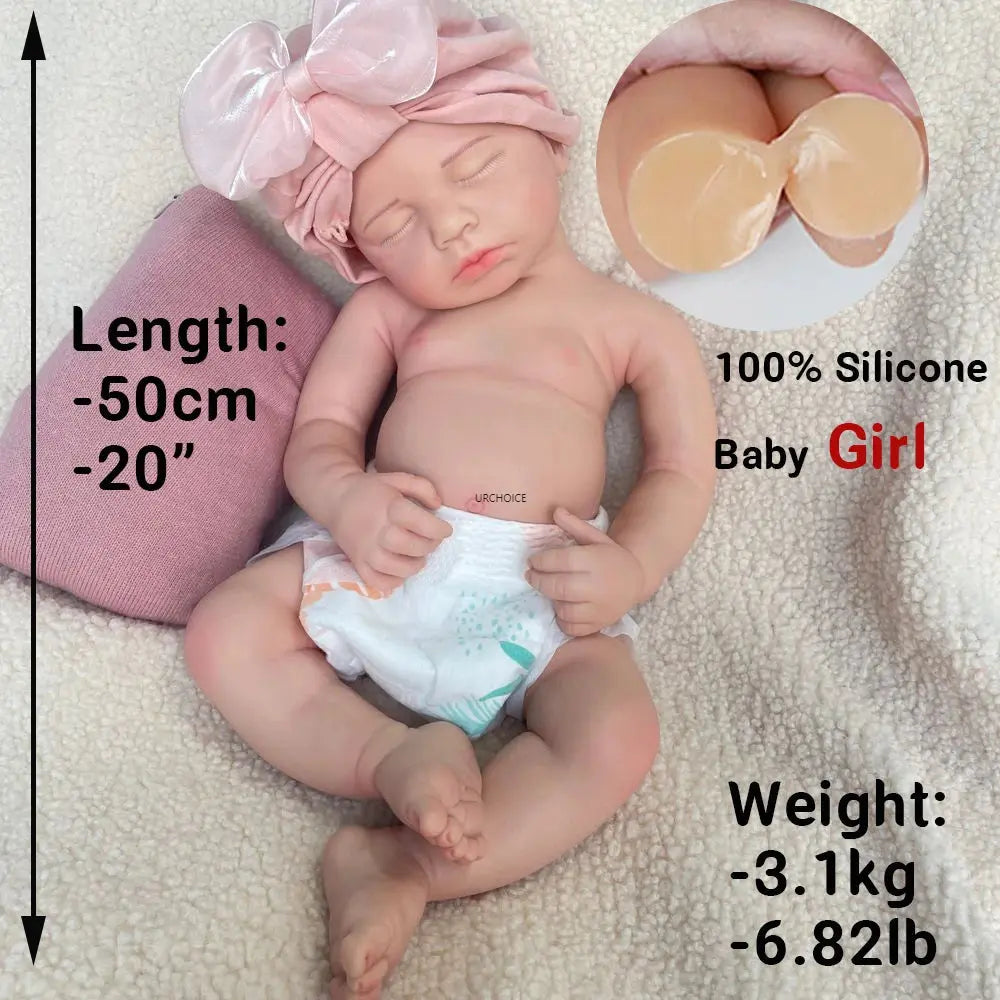 20Inch Handamde Full Body Soft Silicone Reborn Baby Girl Loulou Lifelike Details Doll Gift for Dementia Patients Kids Toy lifelikesiliconereborns.com