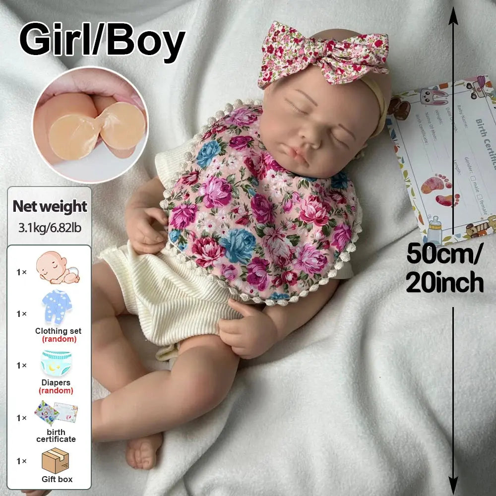 20Inch Soft Lifelike Silicone Reborn Girl/Boy Loulou Realistic Skin Tones Hand-Painted Details Dolls For Role-Playing Kids Toy lifelikesiliconereborns.com