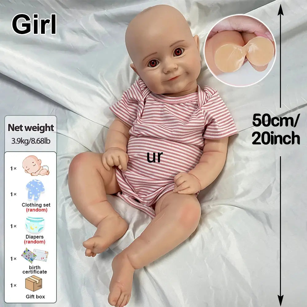 20Inch Whole Silicone Reborn Cuddle Baby Girl 8.7lb Weighted Lifelike Handmade Artist Newborn Waterproof Doll Collector Toys lifelikesiliconereborns.com