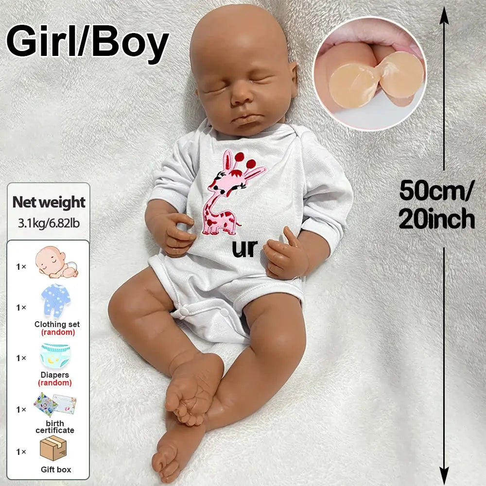 20" Full Body Solid Silicone Reborn Baby Girl/Boy Weighted 6.8Lbs 3D Skin Visible Veins Newborn Doll Kids Toy Anti-Stress lifelikesiliconereborns.com