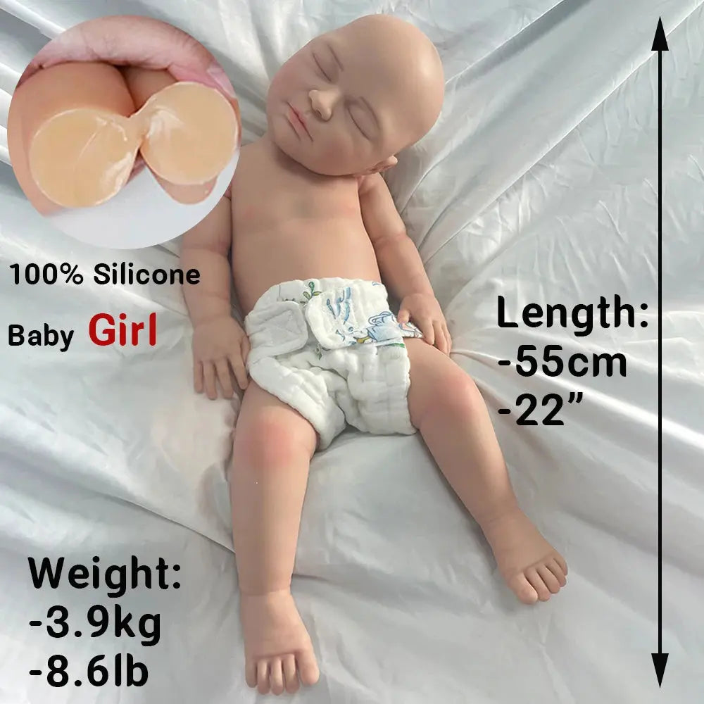 22" Full Soft Silicone Reborn Doll Washable Painted Visible Veins Flexible Newborn Baby Girl Birthday Gift Collection lifelikesiliconereborns.com