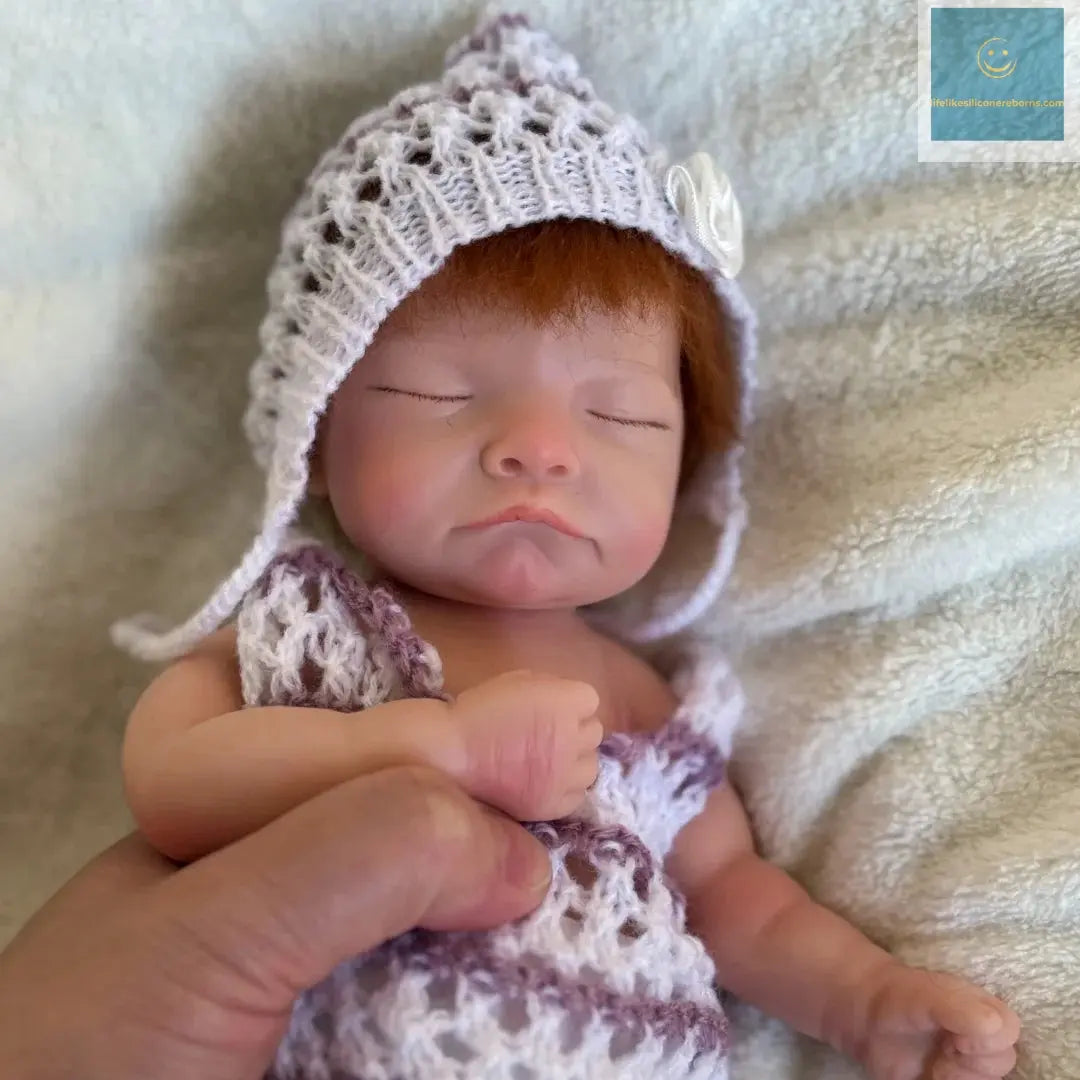 26cm Close Eyes bebe reborn de silicona Girl Doll With Rooted Hair 3D Painted Skin Full Body Silicone Newborn Reborn Dolls lifelikesiliconereborns.com