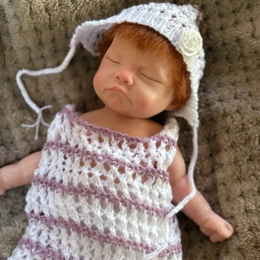 26cm Close Eyes bebe reborn de silicona Girl Doll With Rooted Hair 3D Painted Skin Full Body Silicone Newborn Reborn Dolls lifelikesiliconereborns.com