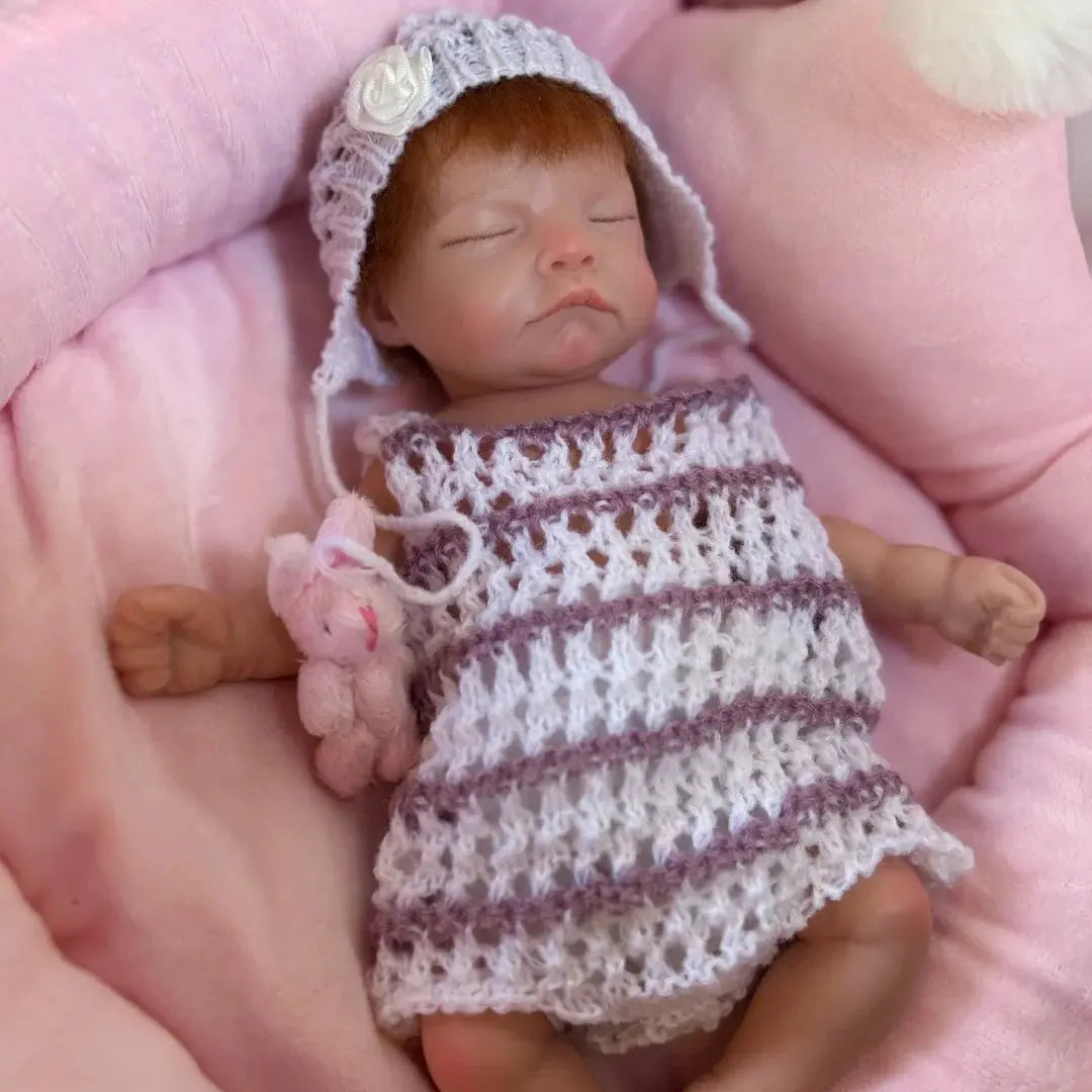 26cm Close Eyes bebe reborn de silicona Girl Doll With Rooted Hair 3D Painted Skin Full Body Silicone Newborn Reborn Dolls lifelikesiliconereborns.com
