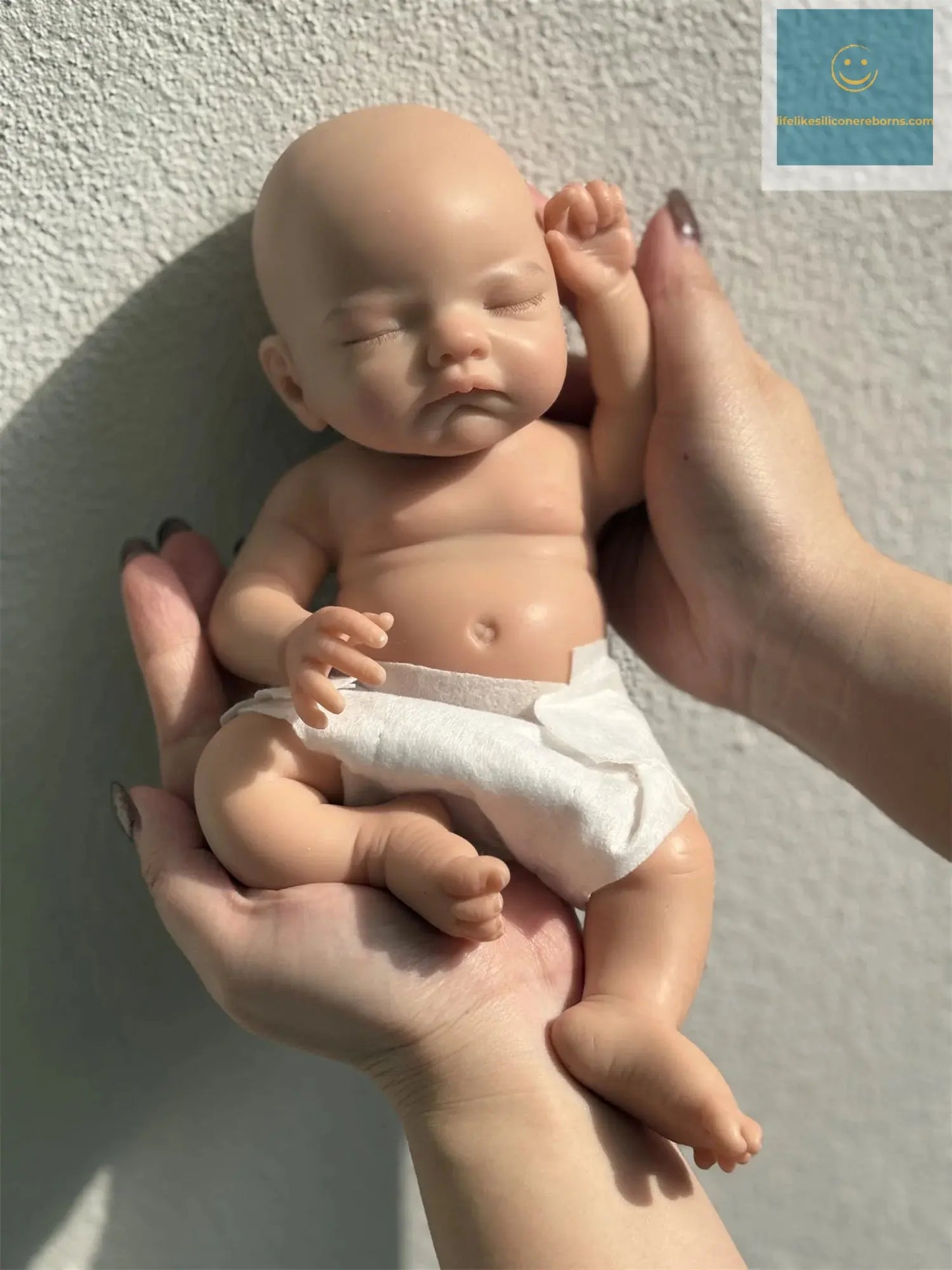 28cm Close Eyes Full Body Solid Silicone Bebe Reborn Girl With Rooted Eyelashes Handmade Paint Skin Lifelike Newborn Baby Dolls lifelikesiliconereborns.com