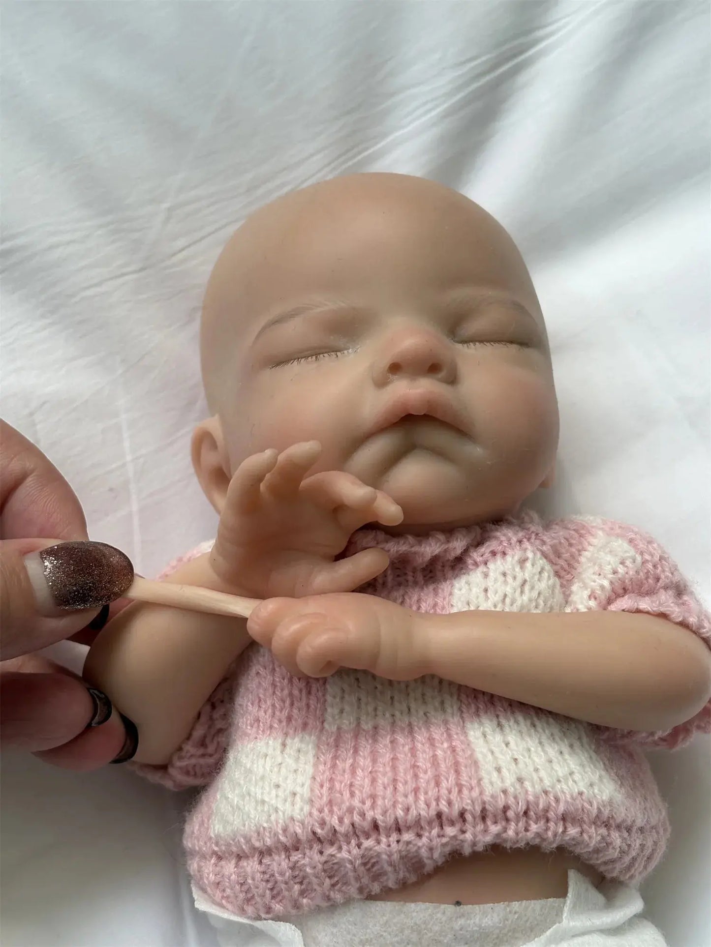 28cm Close Eyes Full Body Solid Silicone Bebe Reborn Girl With Rooted Eyelashes Handmade Paint Skin Lifelike Newborn Baby Dolls lifelikesiliconereborns.com