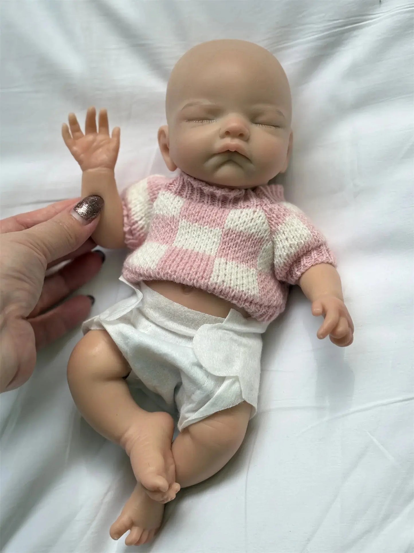 28cm Close Eyes Full Body Solid Silicone Bebe Reborn Girl With Rooted Eyelashes Handmade Paint Skin Lifelike Newborn Baby Dolls lifelikesiliconereborns.com