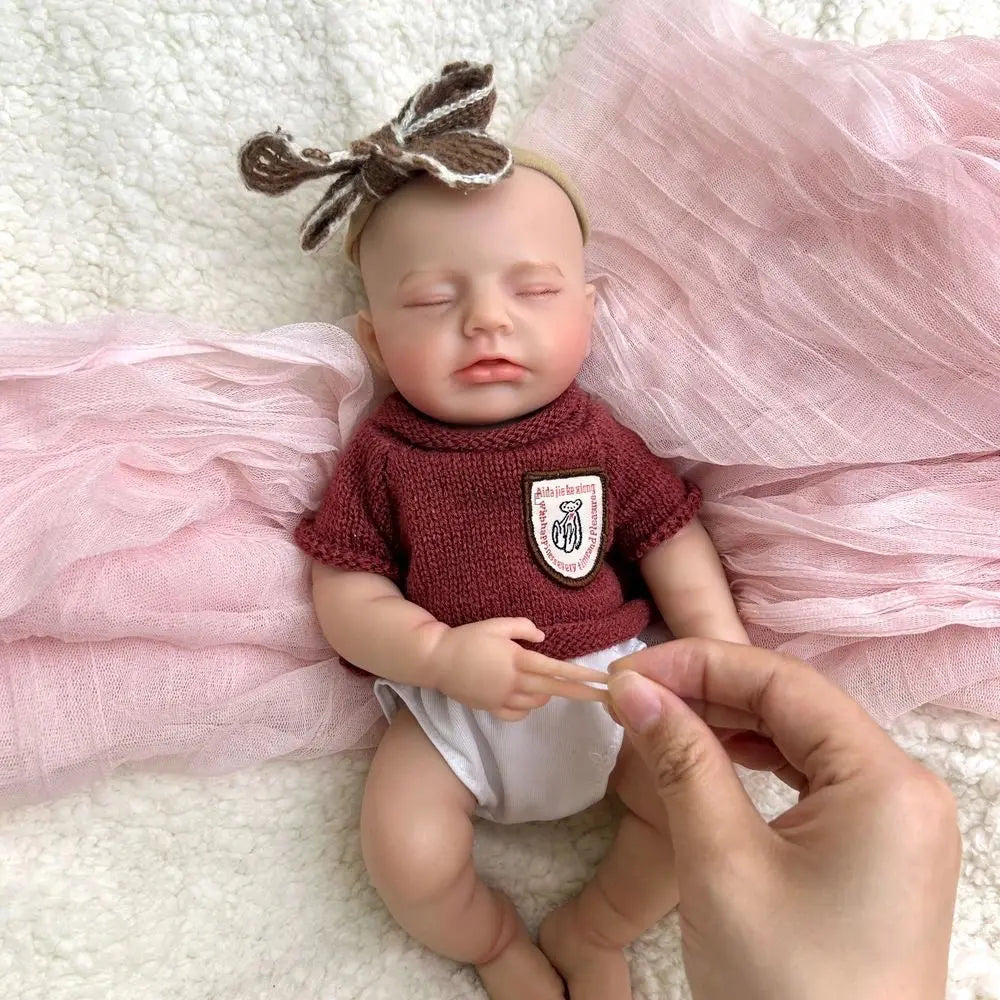 30cm Full Body Soft Silicone Reborn Baby Girl Doll Washable Painted With Rooted Hair Realistic Details For Kid's Christmas Gift lifelikesiliconereborns.com