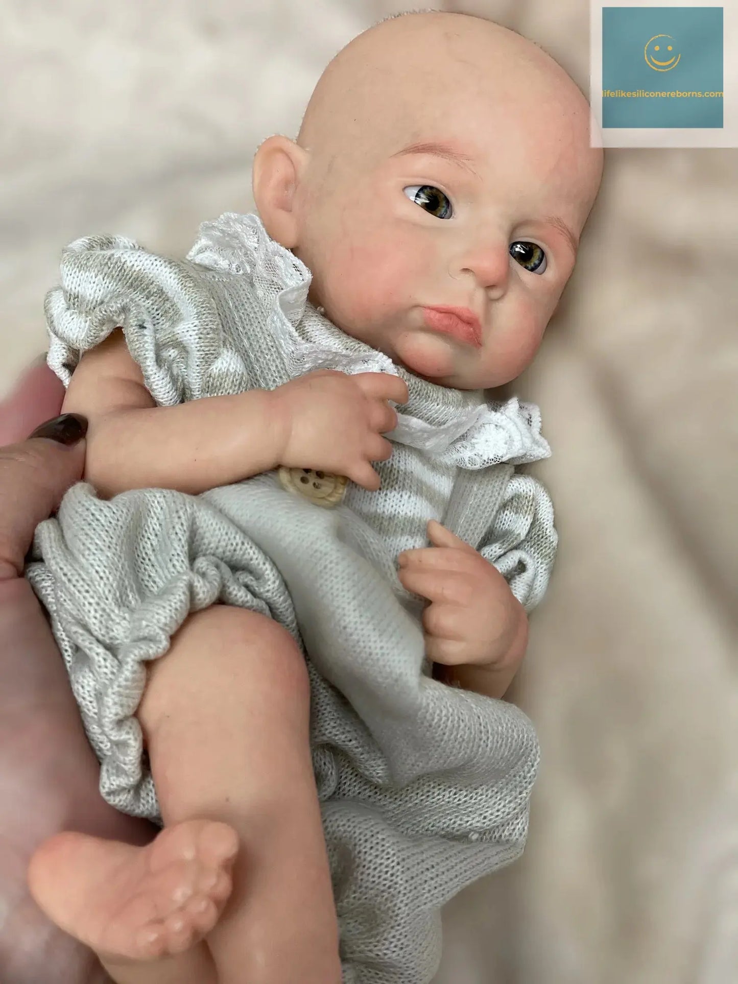 33cm Painted Cameron Solid Silicone Bebe Reborn Girl With Outfits Washable Lifelike Reborn Baby Girl Handmade Newborn Dolls Gift lifelikesiliconereborns.com