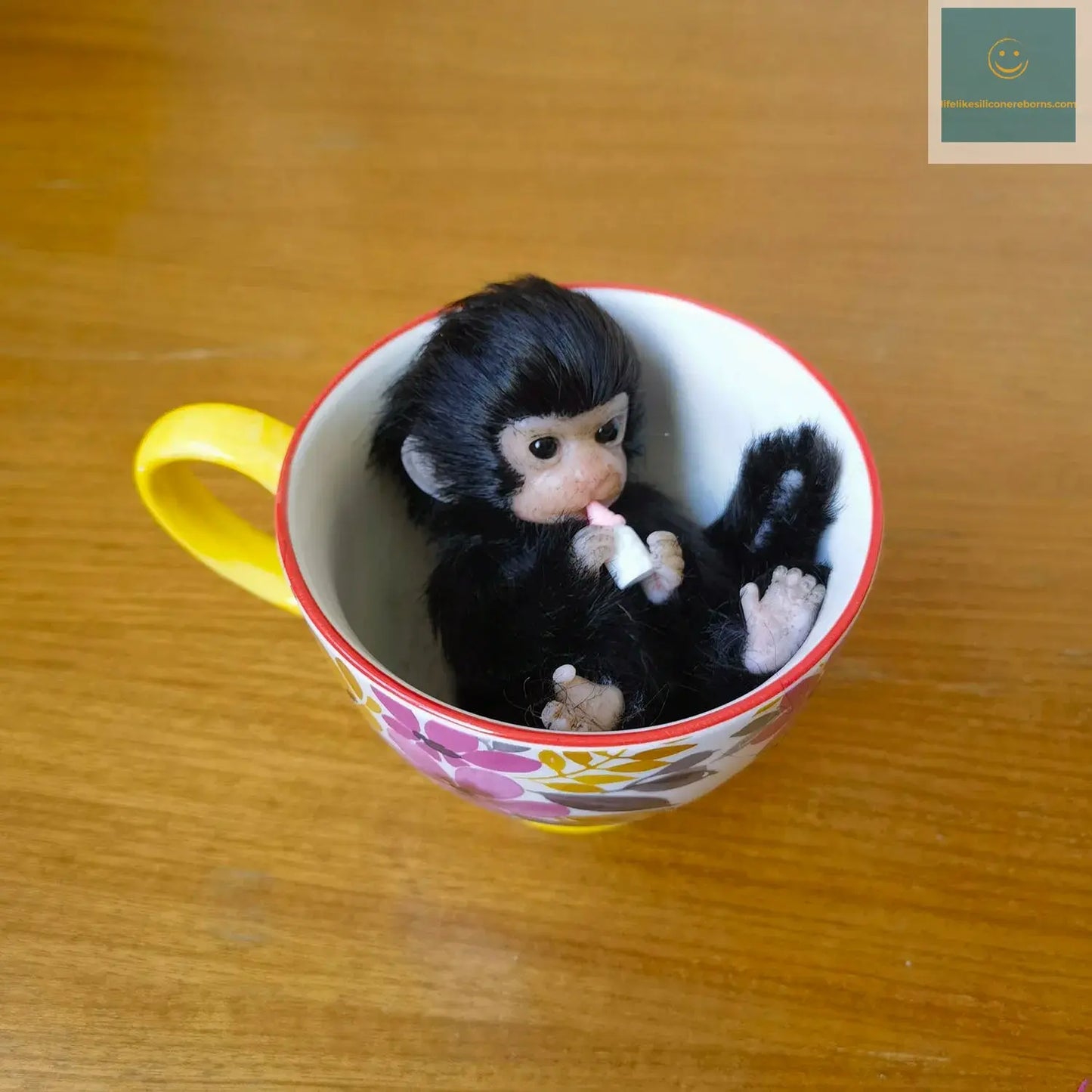 6’’ AVANI DOLL Full Body Silicone Monkey Drinking Milk Monkey Cute Sitting Monkey lifelikesiliconereborns.com