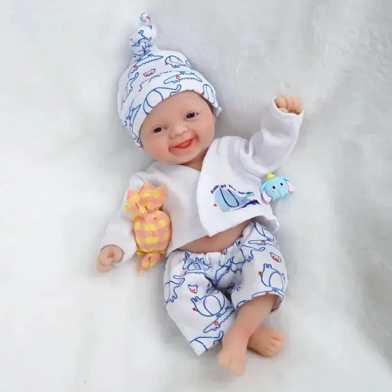 7 Inch Mini Baby Reborn Dolls Handmade Boy Realistic Newborn Miniature Babies Dolls Silicone Full Body Stress Relief for Adults lifelikesiliconereborns.com