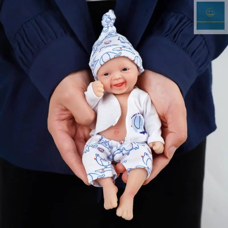 7 Inch Mini Baby Reborn Dolls Handmade Boy Realistic Newborn Miniature Babies Dolls Silicone Full Body Stress Relief for Adults lifelikesiliconereborns.com