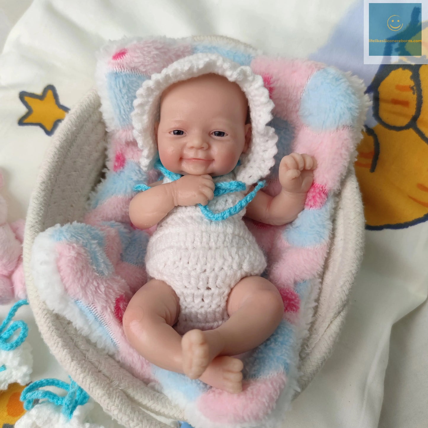 7 inch Full Body Silicone Mini Reborn Baby Doll That Looks Real with White Clothes and Toy Accessories for kids Christmas Gift lifelikesiliconereborns.com