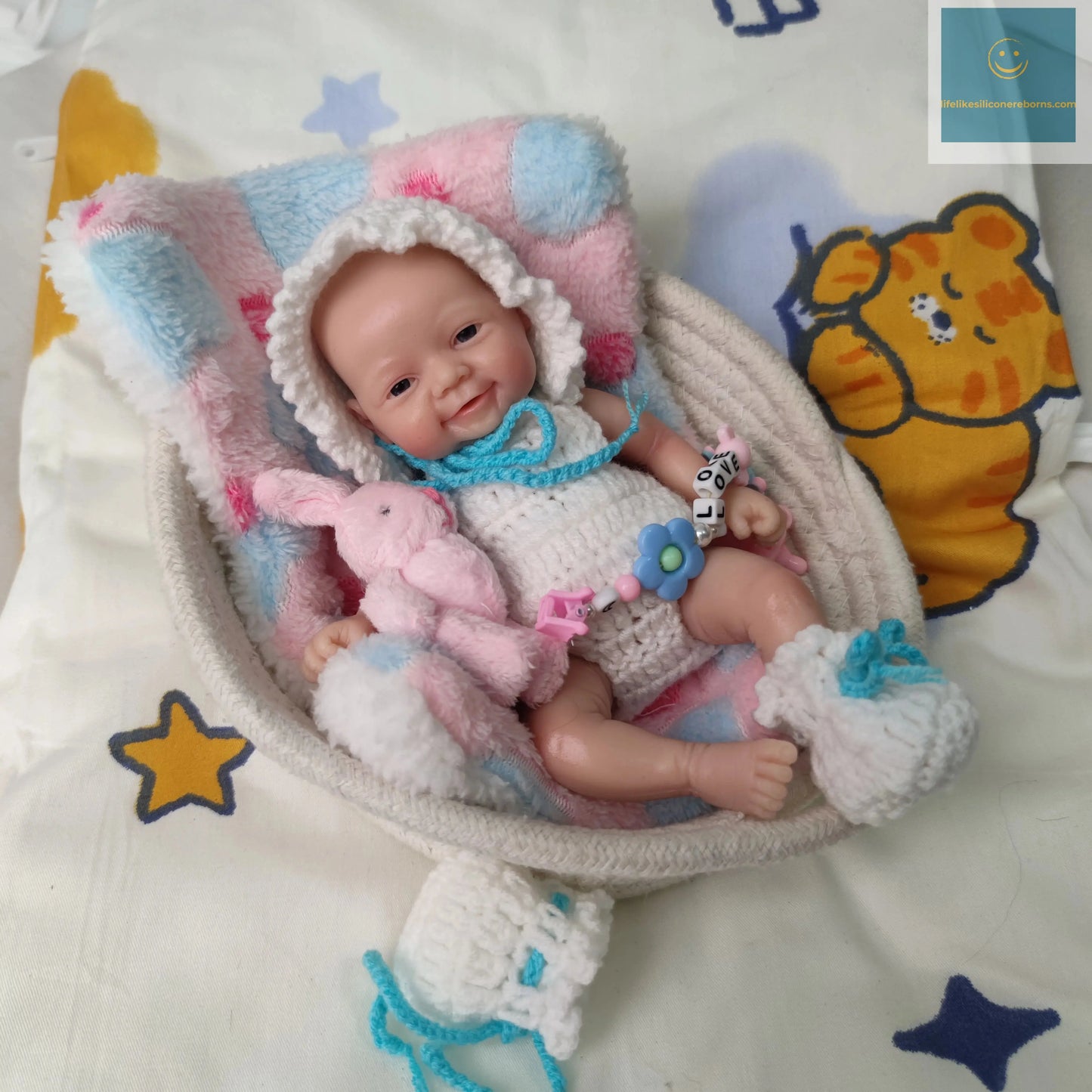 7 inch Full Body Silicone Mini Reborn Baby Doll That Looks Real with White Clothes and Toy Accessories for kids Christmas Gift lifelikesiliconereborns.com