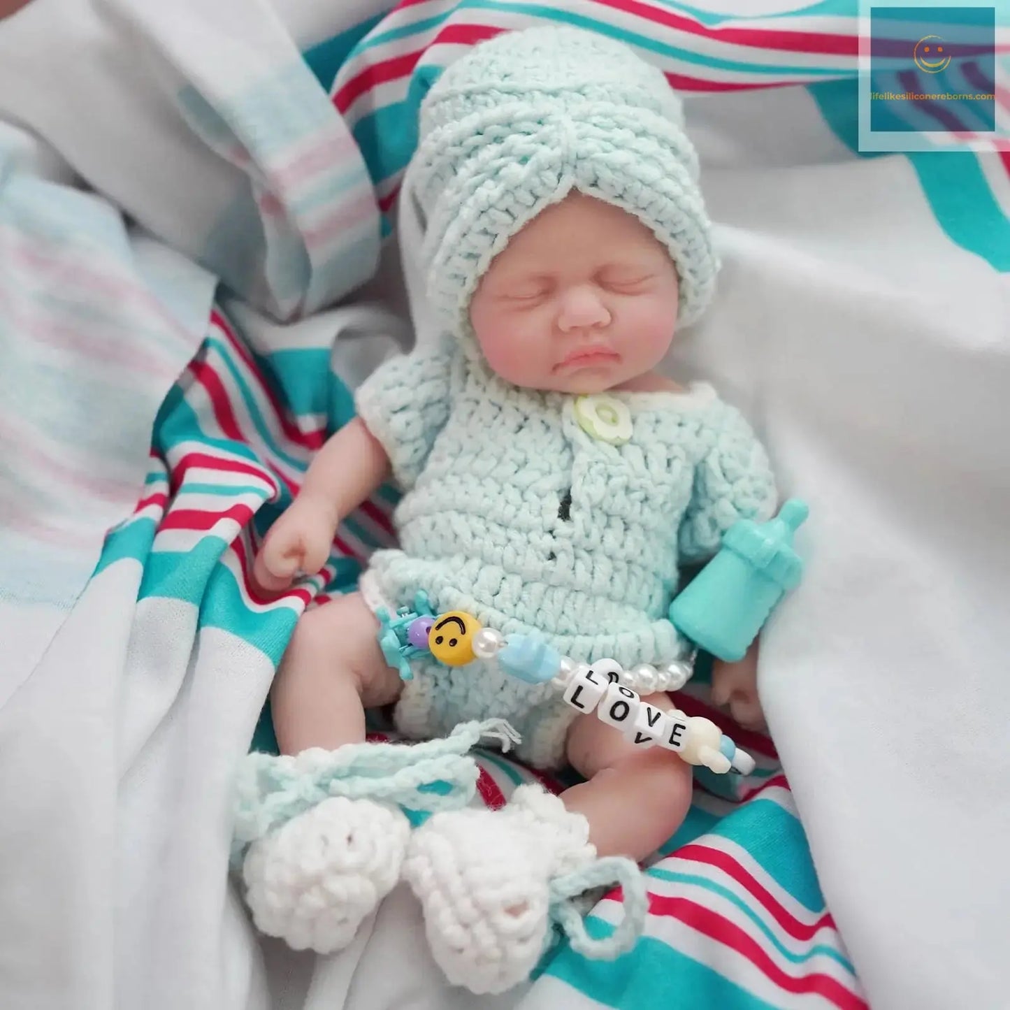 7 inch Miniature Babies Sleeping Girl Full Silicone Dolls with Feeding Accessory For Kids Christmas Gift lifelikesiliconereborns.com