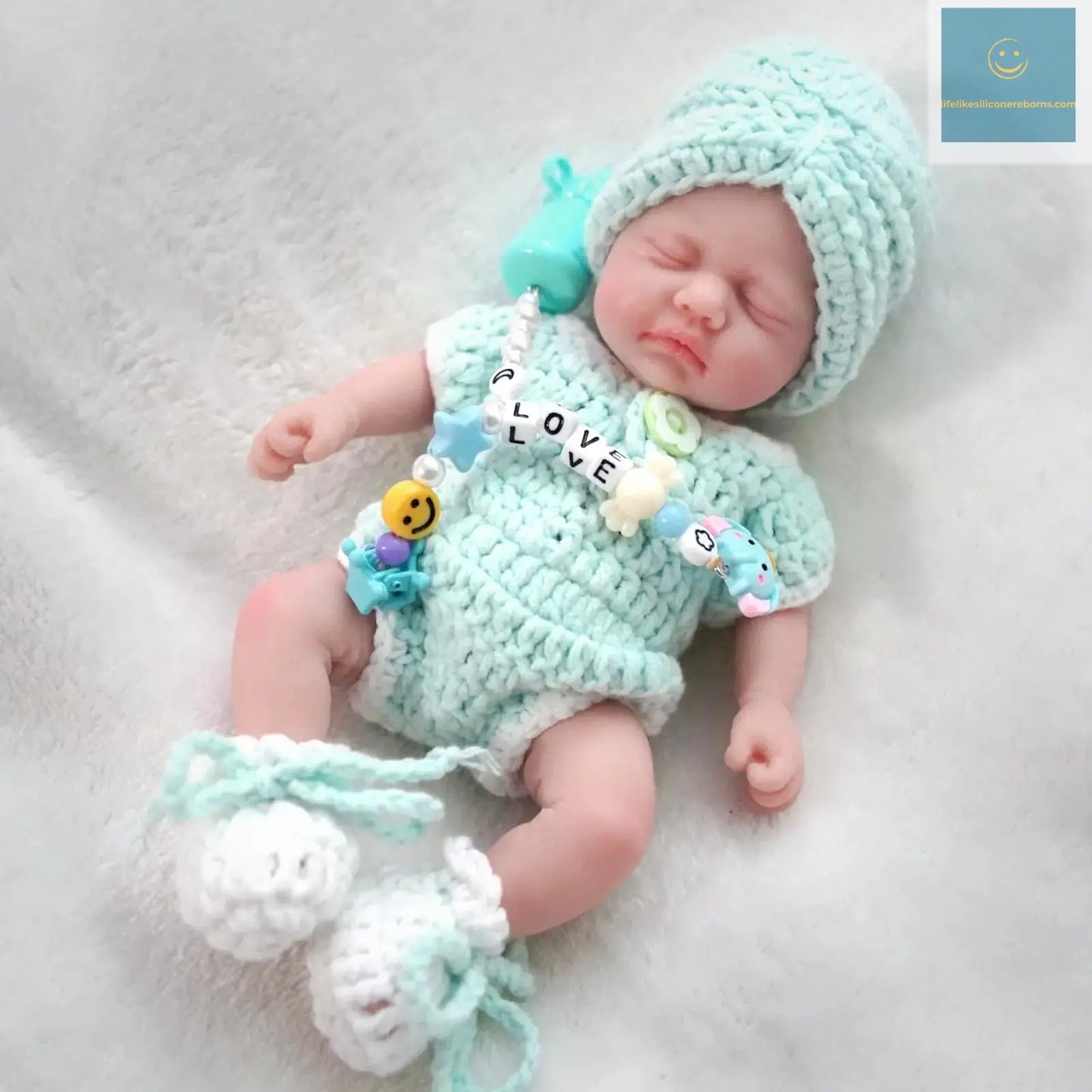 7 inch Miniature Babies Sleeping Girl Full Silicone Dolls with Feeding Accessory For Kids Christmas Gift lifelikesiliconereborns.com