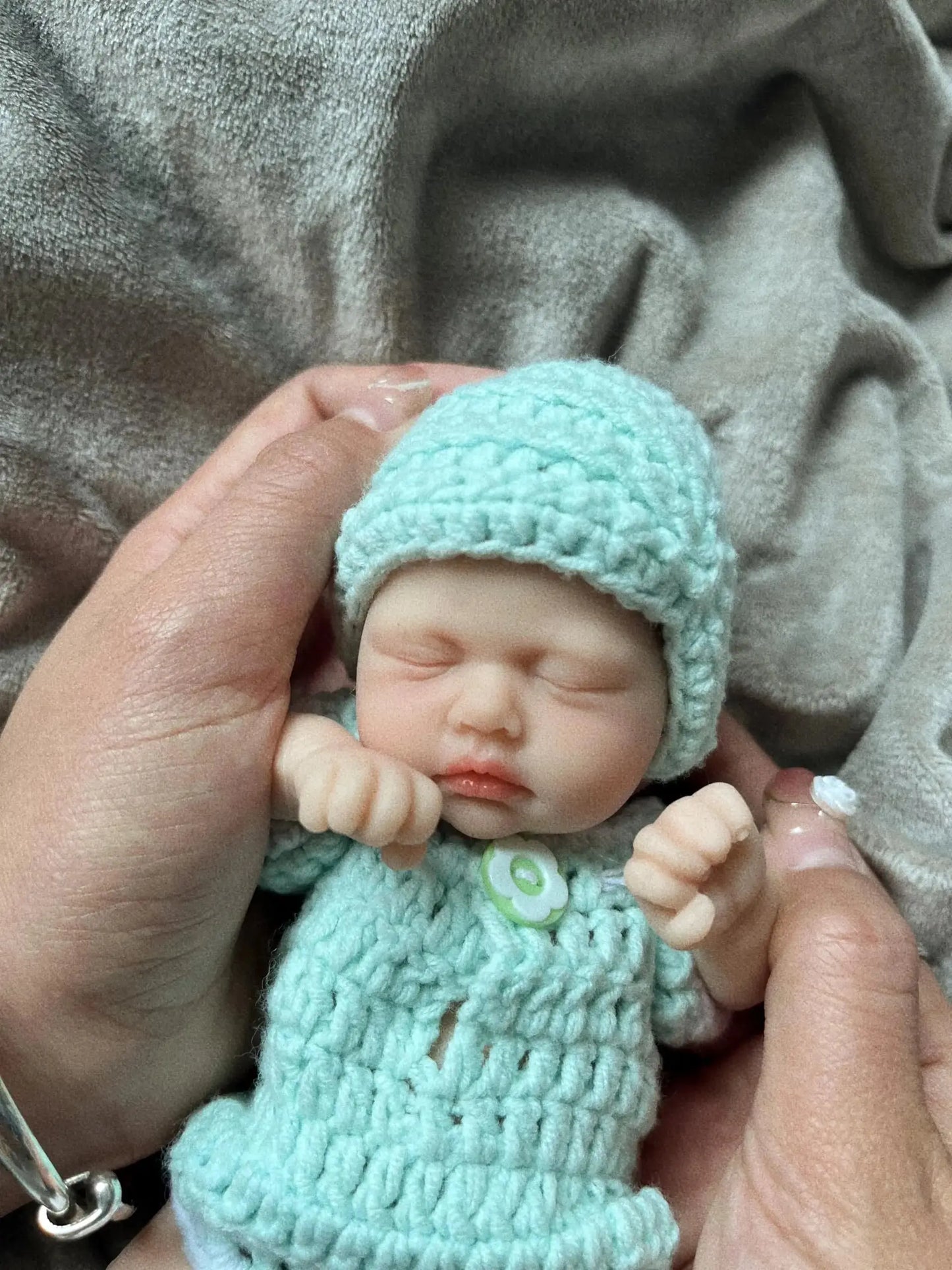 7 inch Miniature Babies Sleeping Girl Full Silicone Dolls with Feeding Accessory For Kids Christmas Gift lifelikesiliconereborns.com