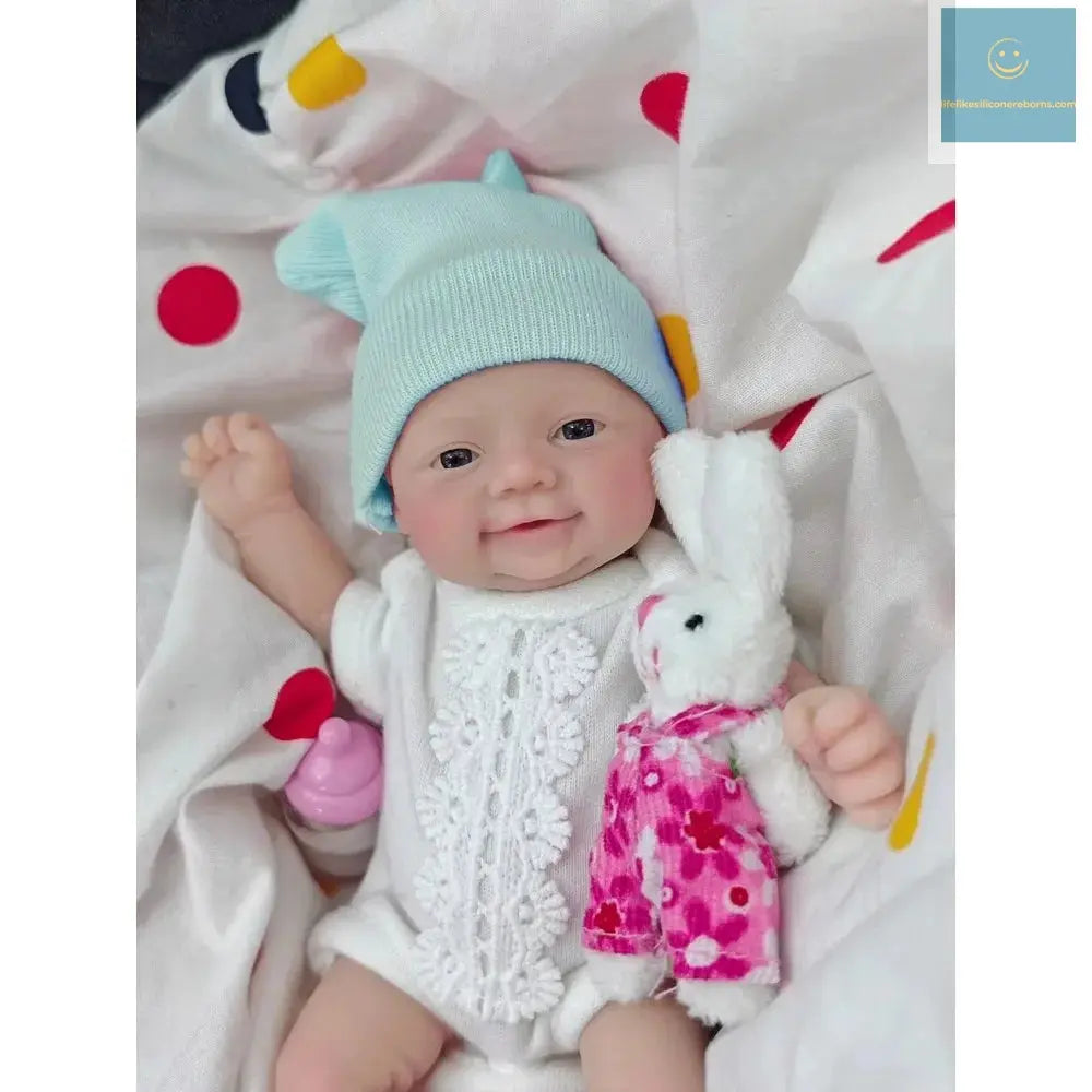 7 inches Reborn Baby Dolls Full Body Silicone Blue Eyes Open Cute Baby Girl The Look Real Baby with Gift Box lifelikesiliconereborns.com