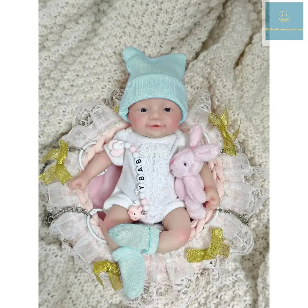 7 inches Reborn Baby Dolls Full Body Silicone Blue Eyes Open Cute Baby Girl The Look Real Baby with Gift Box lifelikesiliconereborns.com
