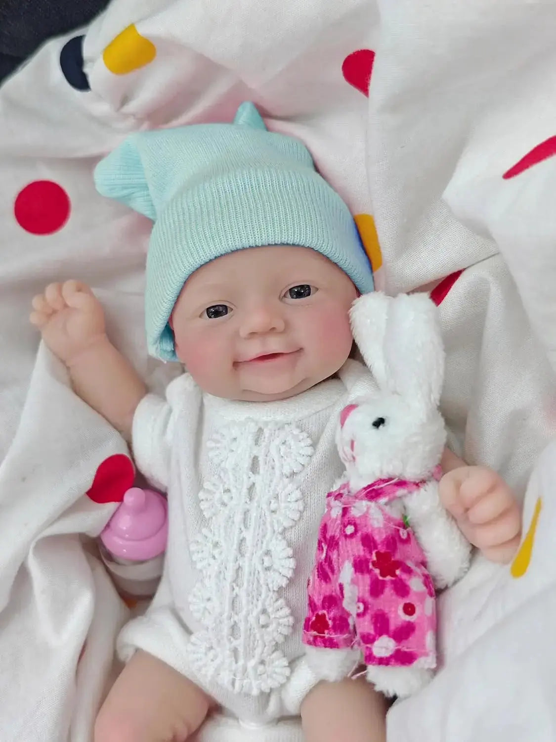 7 inches Reborn Baby Dolls Full Body Silicone Blue Eyes Open Cute Baby Girl The Look Real Baby with Gift Box lifelikesiliconereborns.com