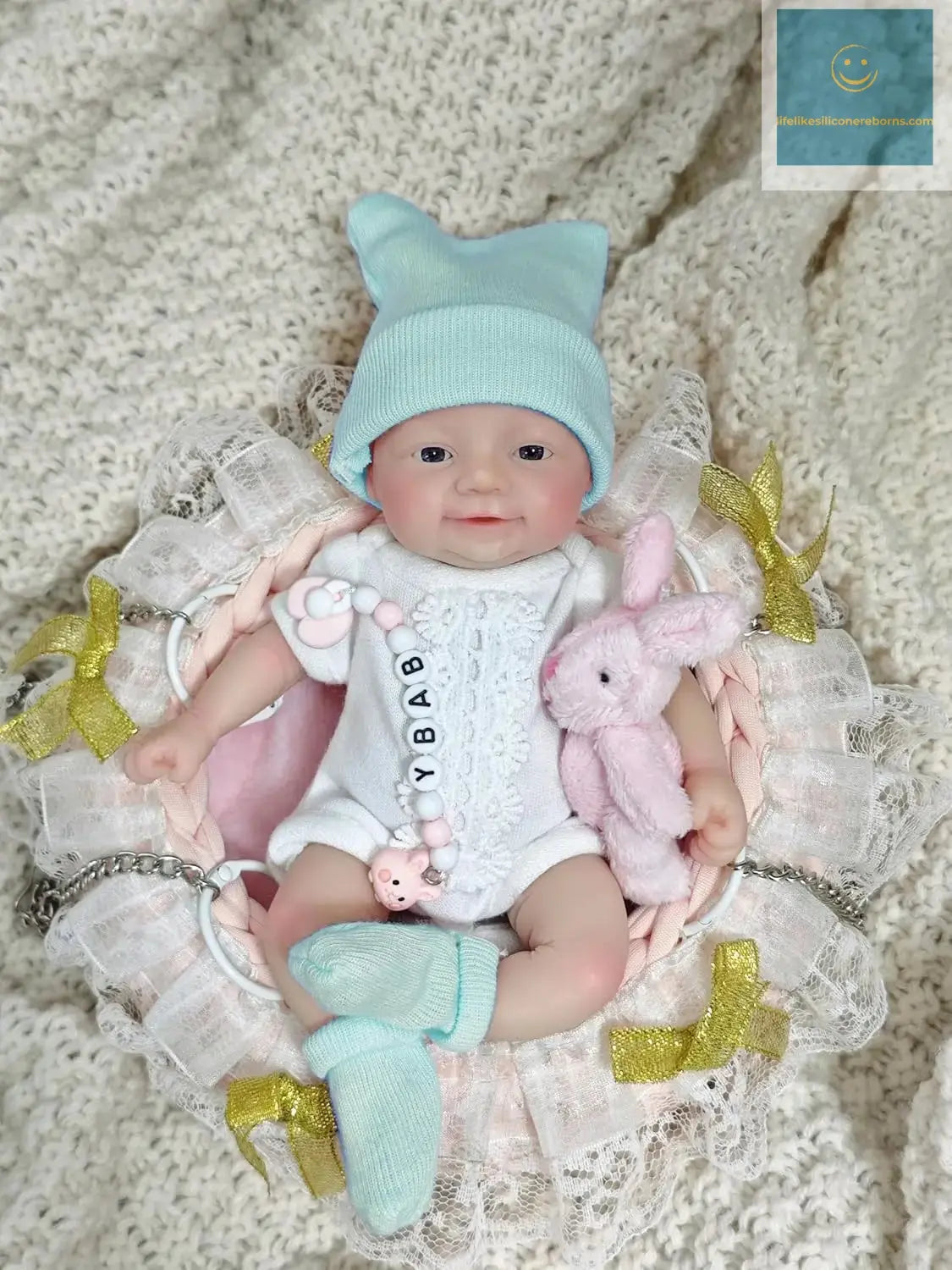 7 inches Reborn Baby Dolls Full Body Silicone Blue Eyes Open Cute Baby Girl The Look Real Baby with Gift Box lifelikesiliconereborns.com