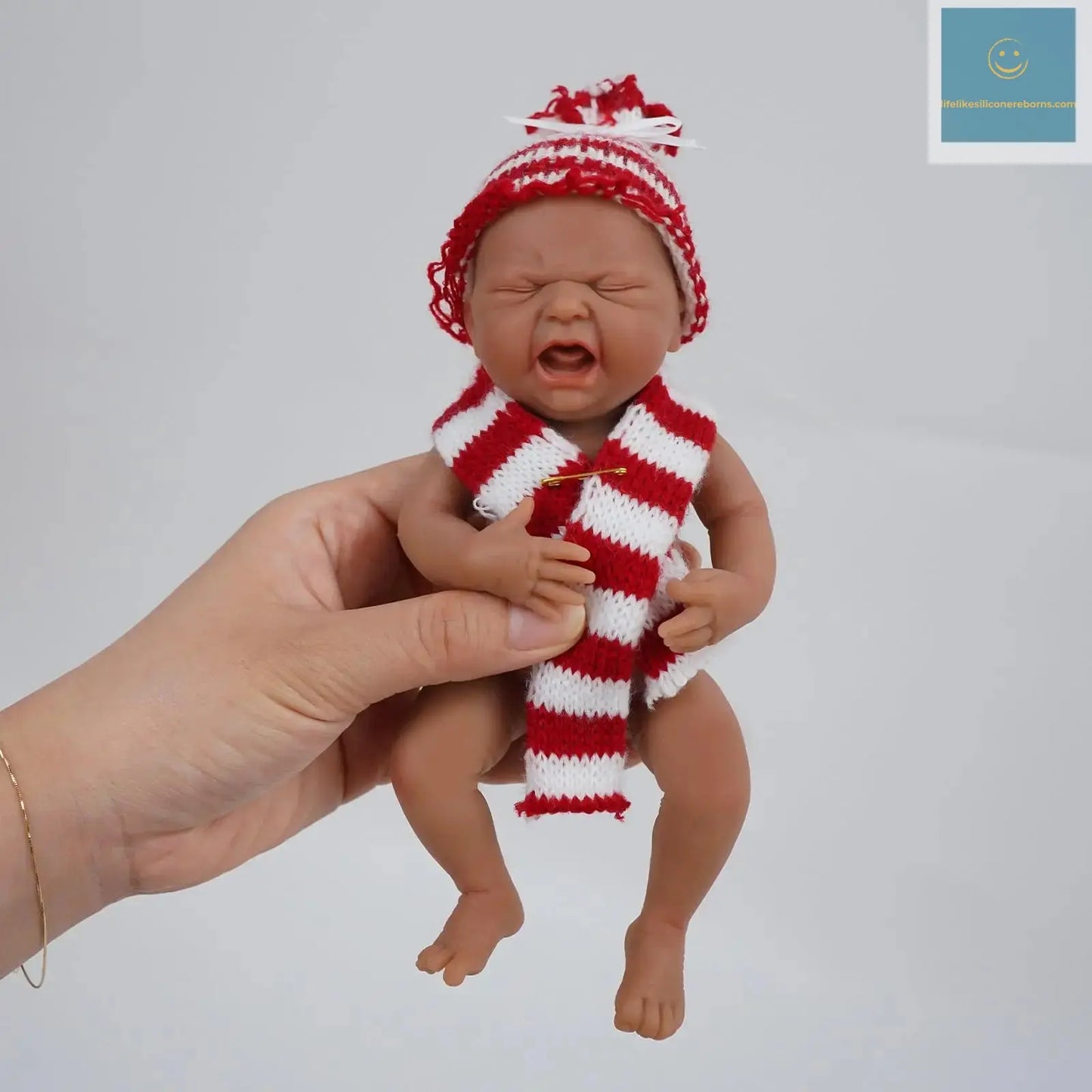 7" Black Crying Baby Micro Preemie Full Body Silicone Black Baby Doll Boy Lifelike Mini Reborn Surprise Children Anti-Stress lifelikesiliconereborns.com