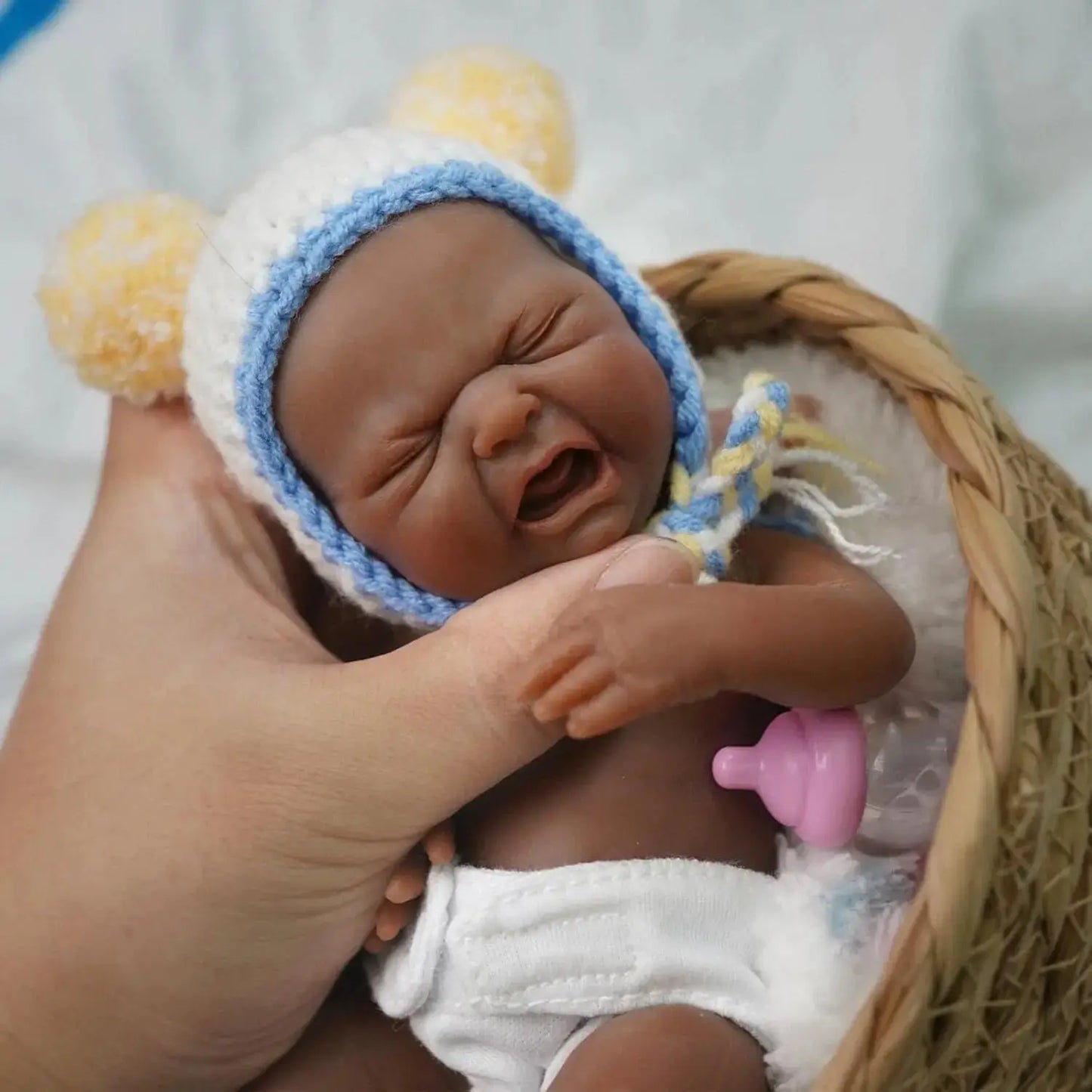 7inch Full Body Silicone Baby Dolls Boy,Mini Realistic Newborn Baby Doll Real Life Miniature Baby Doll with Feeding Accessories lifelikesiliconereborns.com